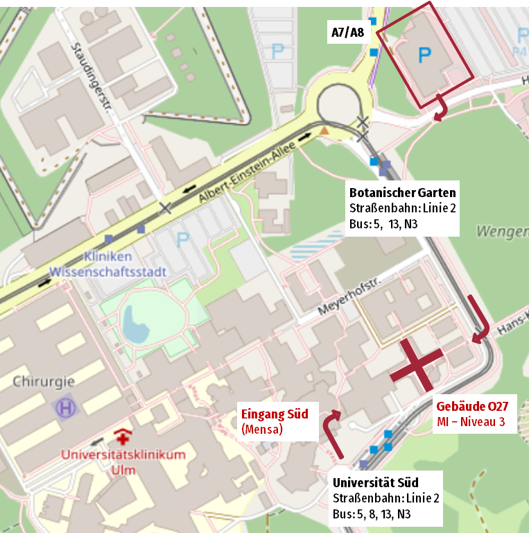 Bild mit Lageplan des Instituts auf dem Campus
