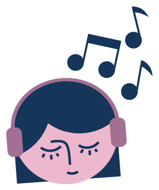 Illustration einer Frau, die Musik hört