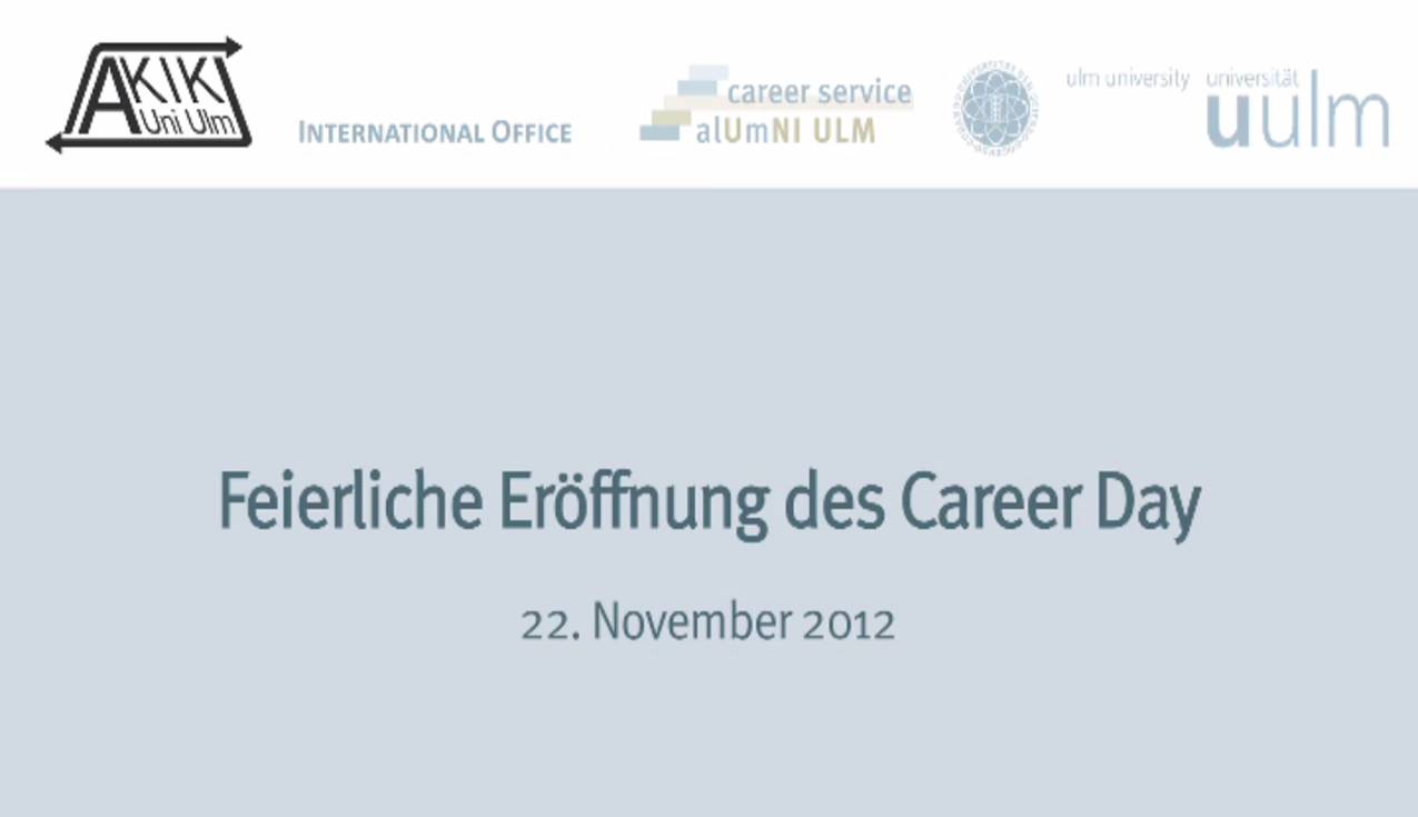 Eröffnung des Career Day am 22.11.2012
