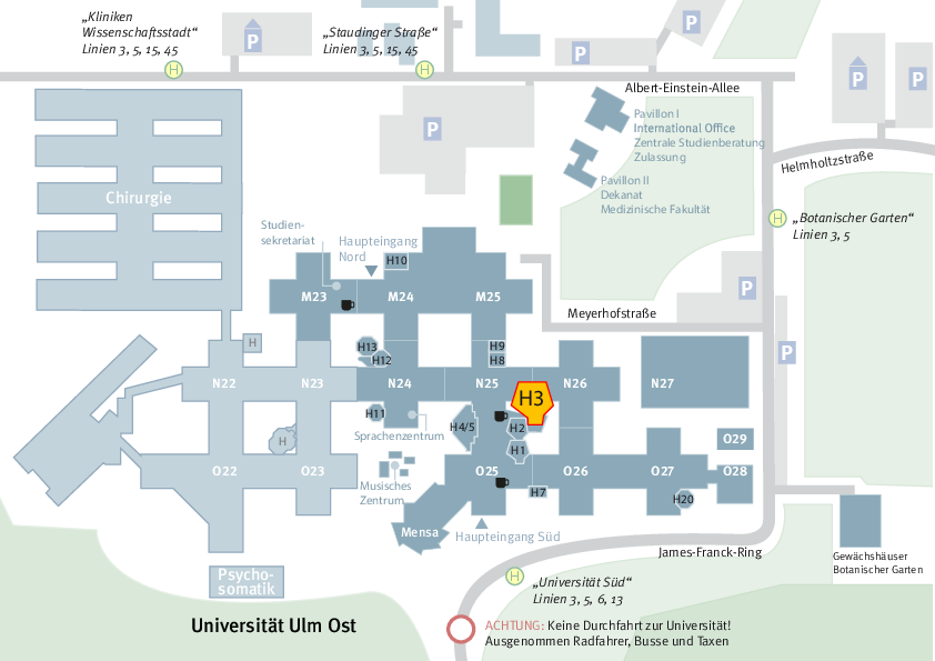 Lageplan der Universität Ulm