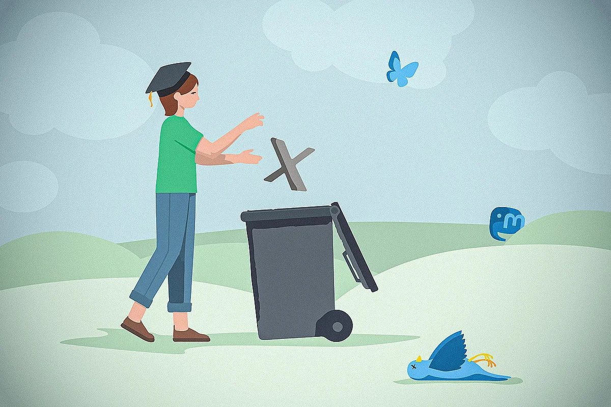 Person with a doctor's hat throws an X into a rubbish bin