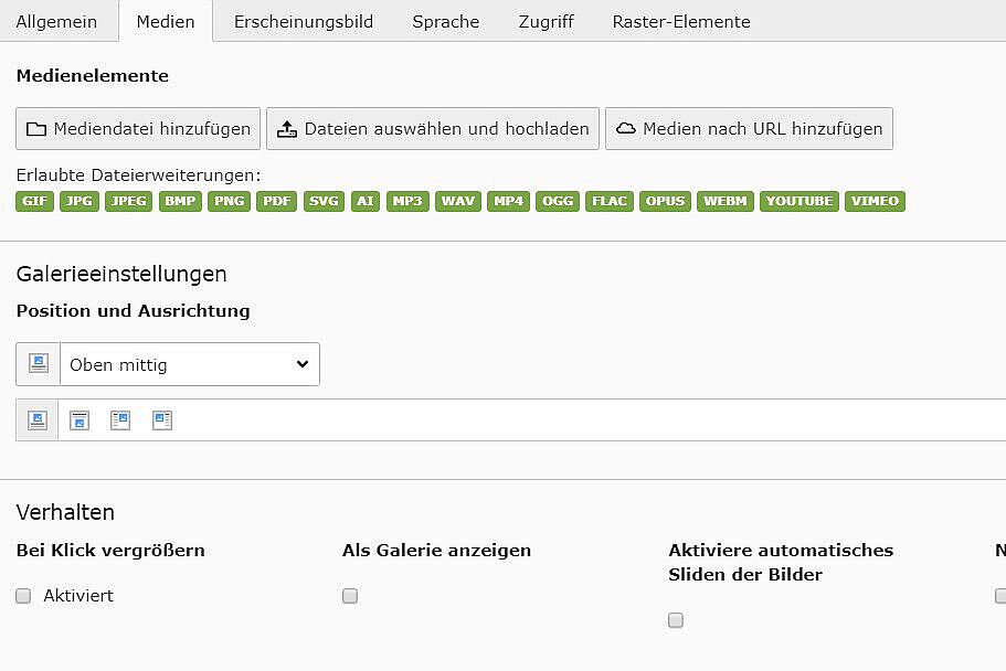 Screenshot vom TYPO3-Backend zeigt wie alternativer Text auf Seite eingefügt wird