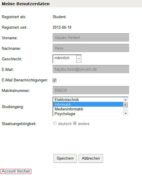 Account löschen