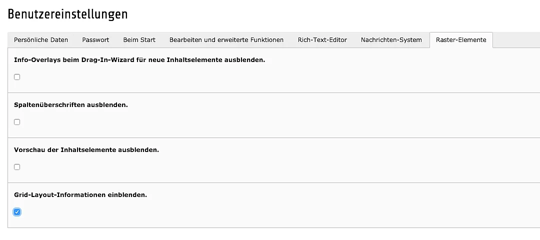 Spalten-Information bei Raster-Elementen