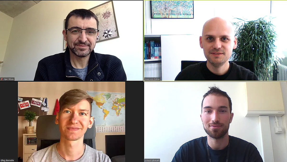 The four lead authors of the study on the molecular Russian Doll (clockwise from top left) Prof. Xavi Ribas, Prof. Max von Delius, Ernest Ubasart and Oleg Borodin 