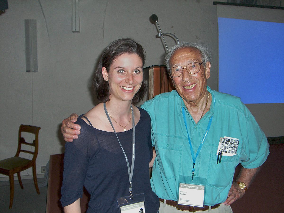 Meike Chevillotte and Prof. Edmond Fischer, Nobel Prize Winner in Medicine in 1992.