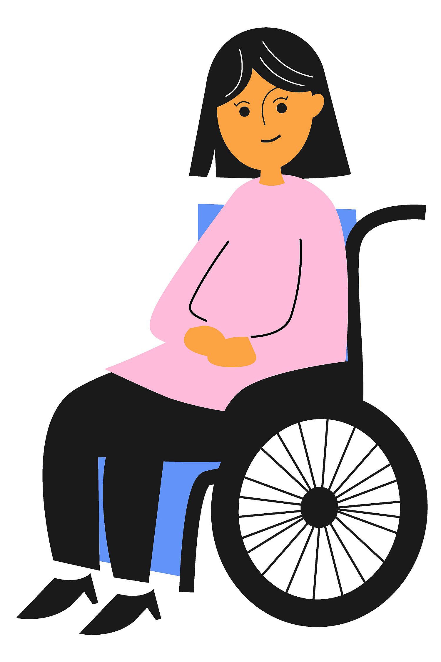 Illustration von einer lächelnden Person im Rollstuhl 