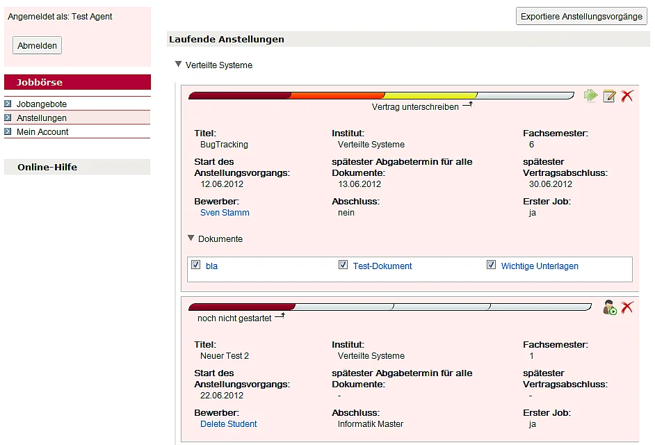 Anstellungsvorgang abschließen