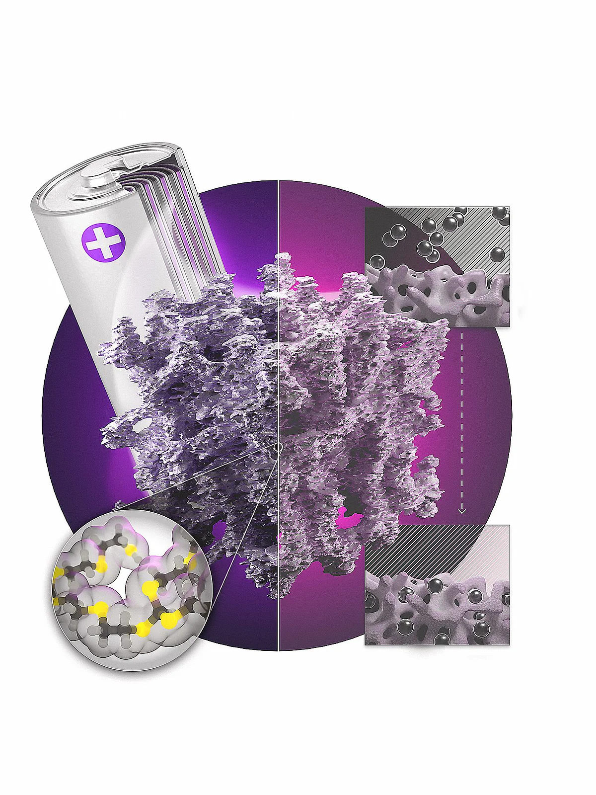 Illustration der Struktur des schwammartigen Materials