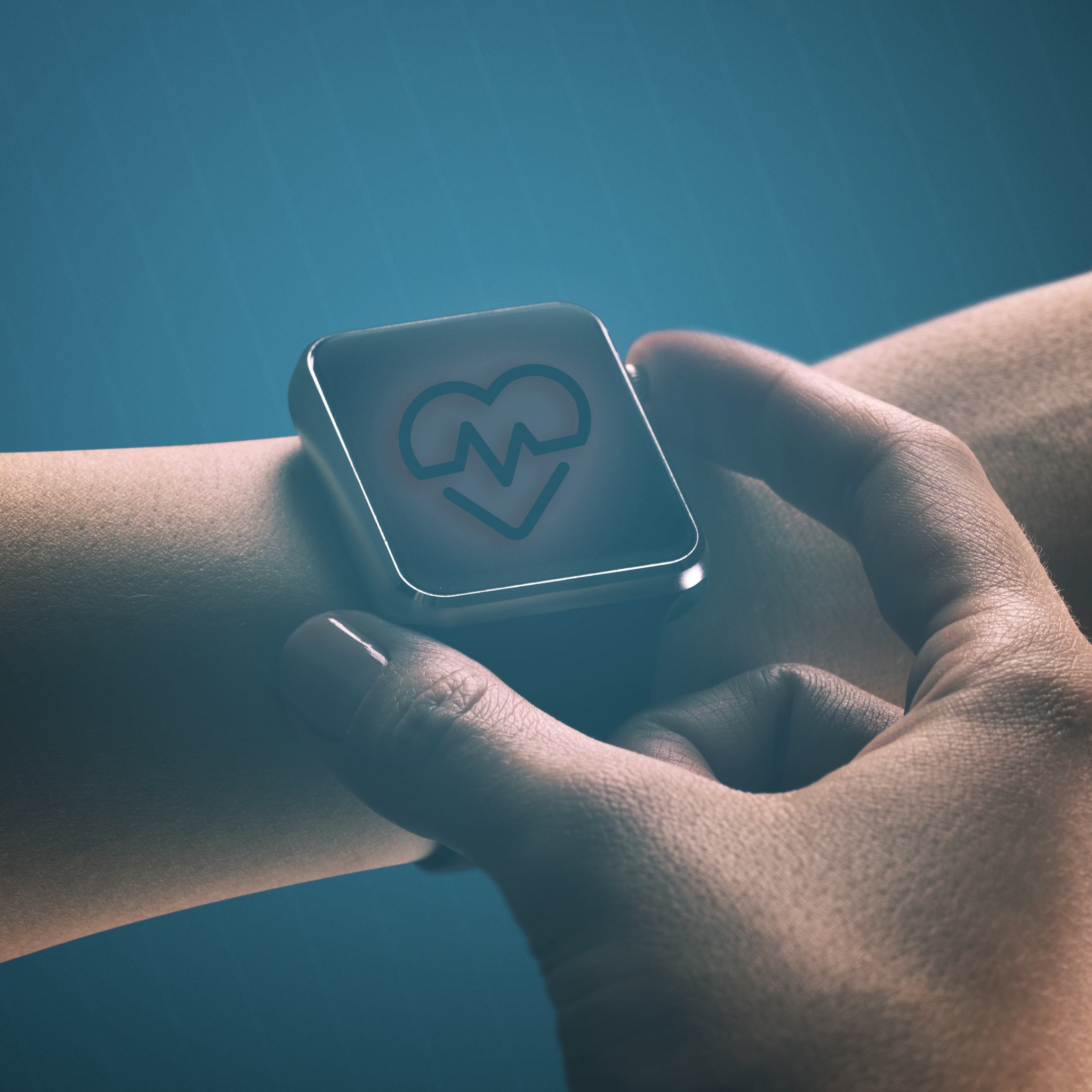 Bild einer Smartwatch welche die Herzrate erfasst und auf dem Display anzeigt