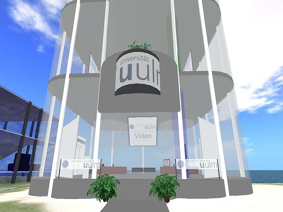 Anlage: Fotos:  Prof. Wolfgang Minker: „Eine sehr anspruchsvolle Arbeit“ und Stefan Smischek: „Hoher Programmieraufwand erforderlich“ Screenshots: Uni Ulm in Second Life