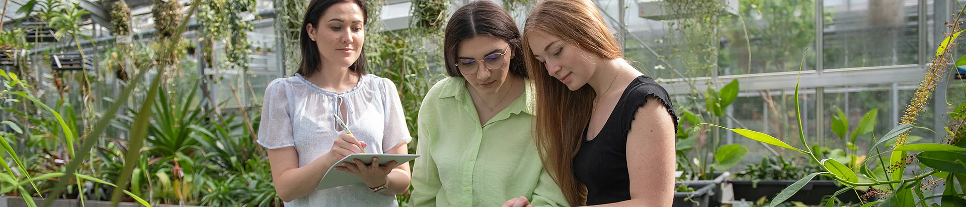 Auszubildende lernen im Botanischen Garten