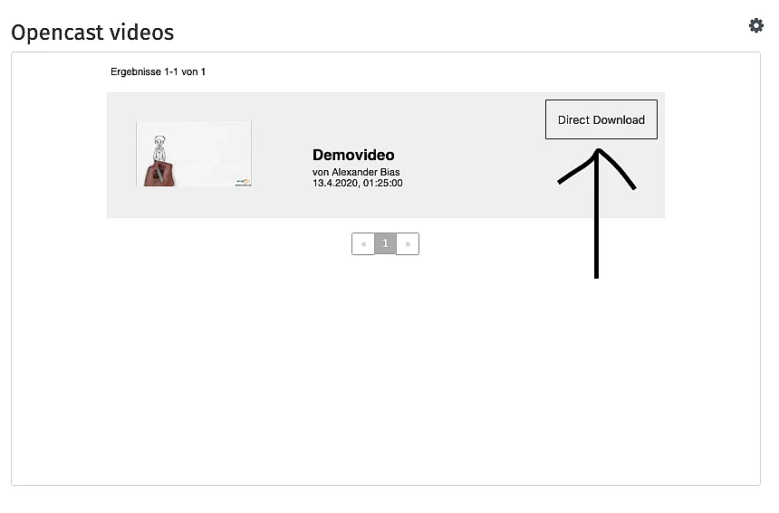Downloadbutton der Opencast LTI Schnittstelle in Moodle