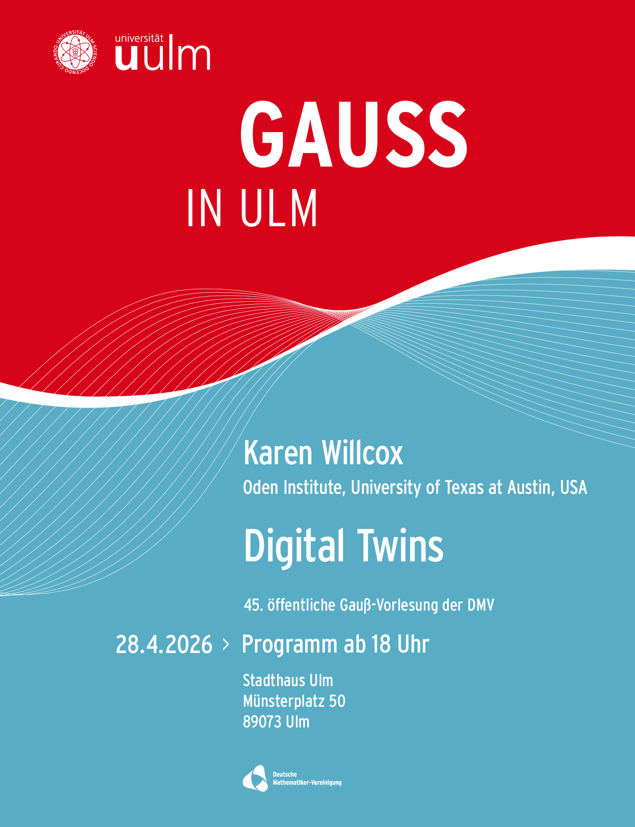 Plakat Gaussvorlesung "Gauss in Ulm" am 28.4.2026