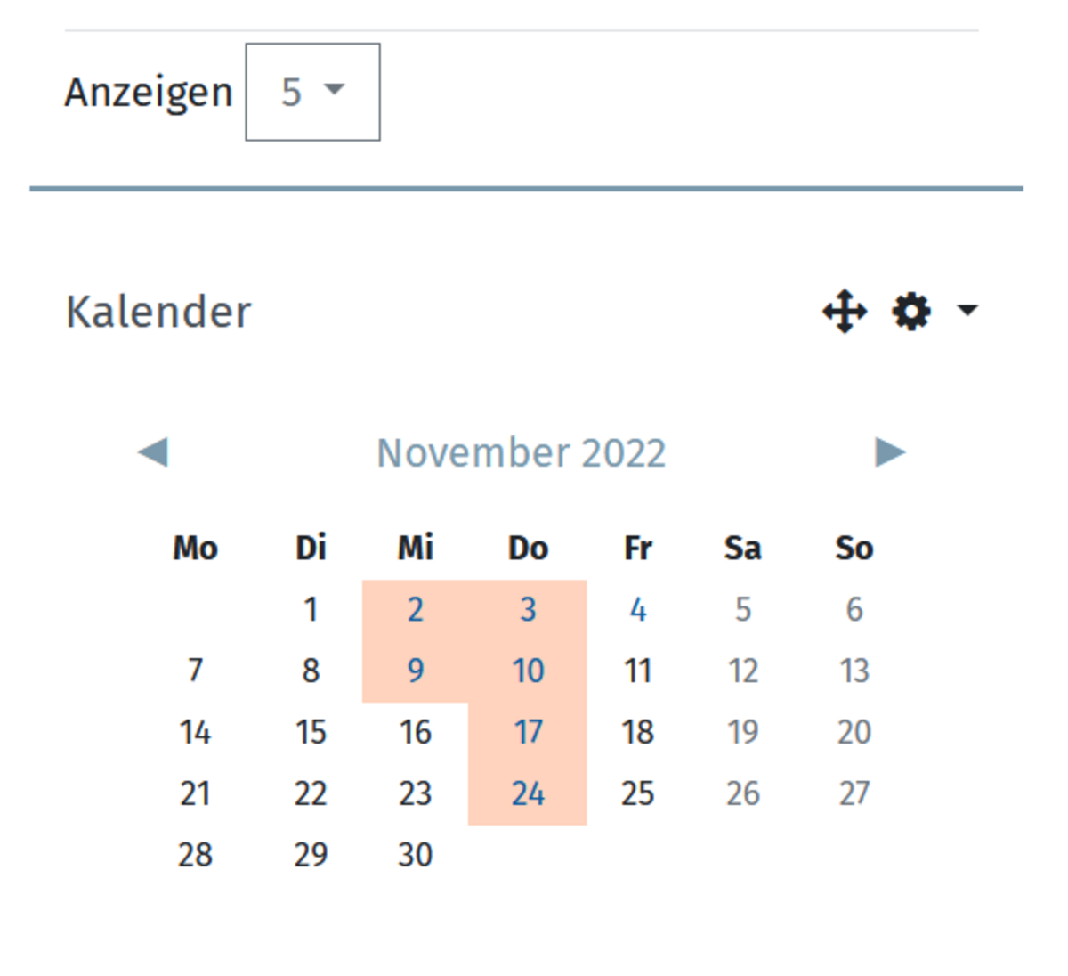 Moodle-Kalender und Zeitleiste mit Aktivitäten - Universität Ulm
