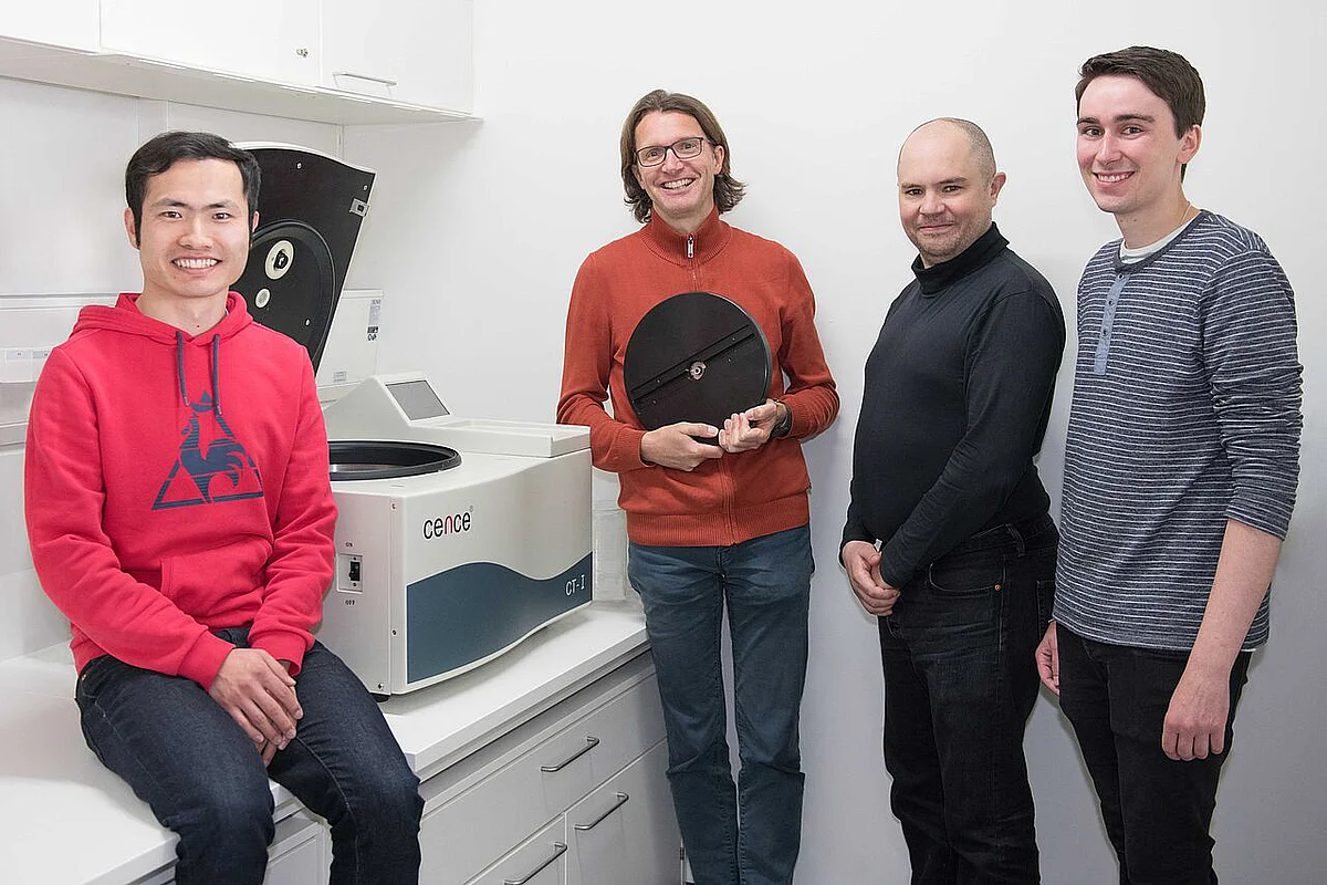Prof Steven Jansen (2nd from left) and his research team (from left) Dr Ya Zhang, Dr Christophe Trabi and Mathias Eberhardt 