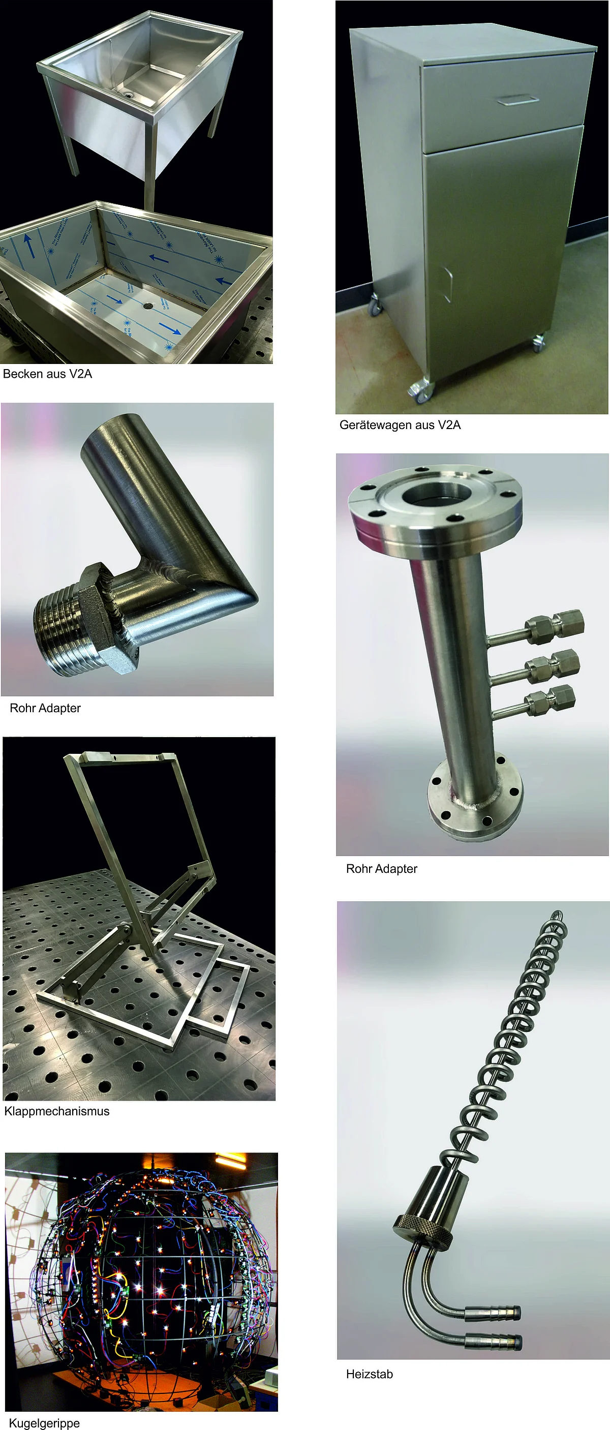 Collage von verschiedenen Metallwerkstücken