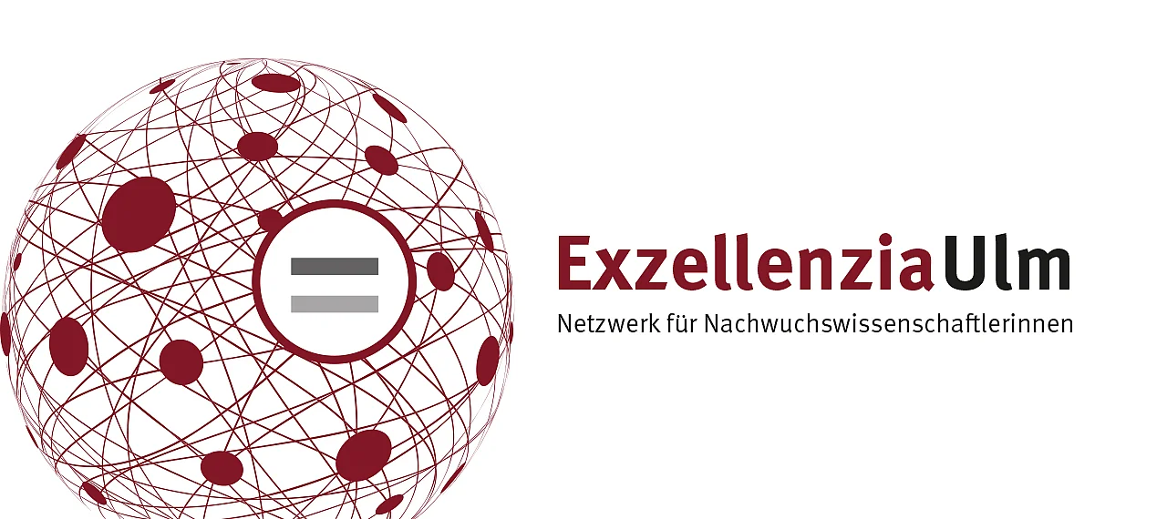 vernetzte Kugel mit Schriftzug ExzellenziaUlm, Netzwerk für Nachwuchswissenschaftlerinnen