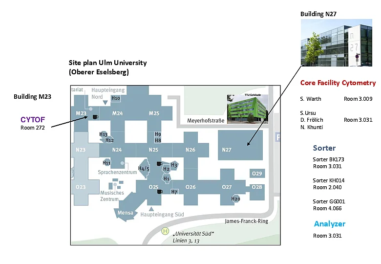 Site plan for the devices of Core Facility Cytometry