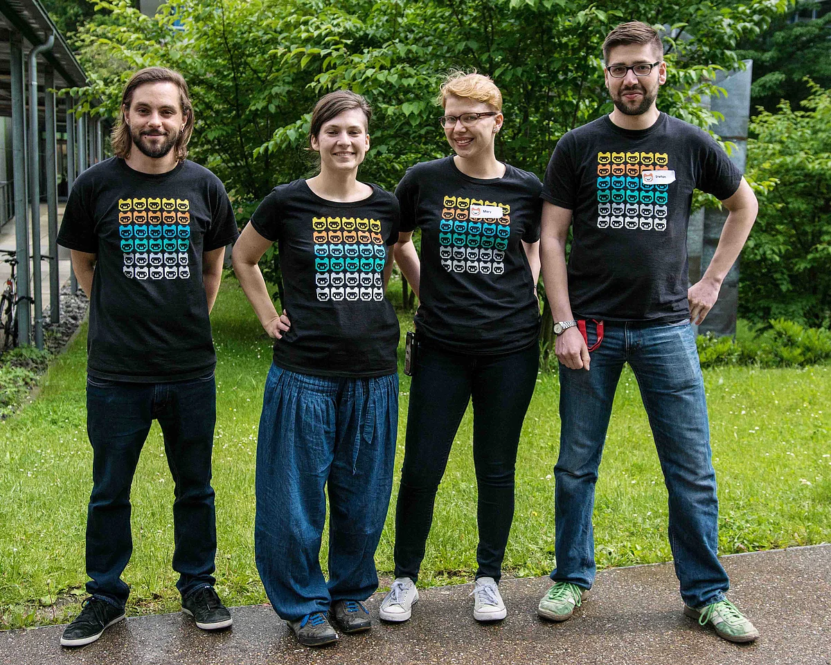 Die Organisatoren von „Jugend hackt Süd“ (v.l.): Christian van Onzenoodt, Juliane Wessalowski, Maria Aufheimer und Stefan Kaufmann (Foto: Eva-Maria Kühling) 