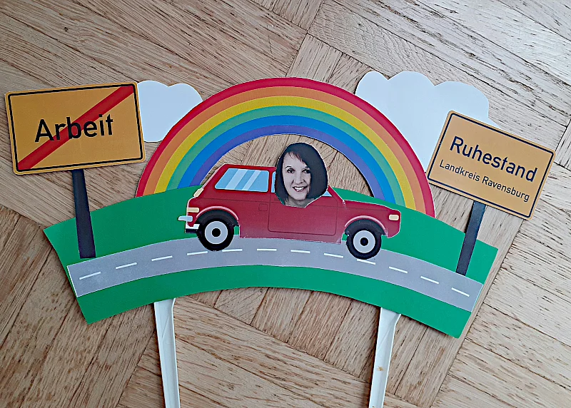 Dekoration auf Abschliedsorte, gebastelt von Frau Ritter