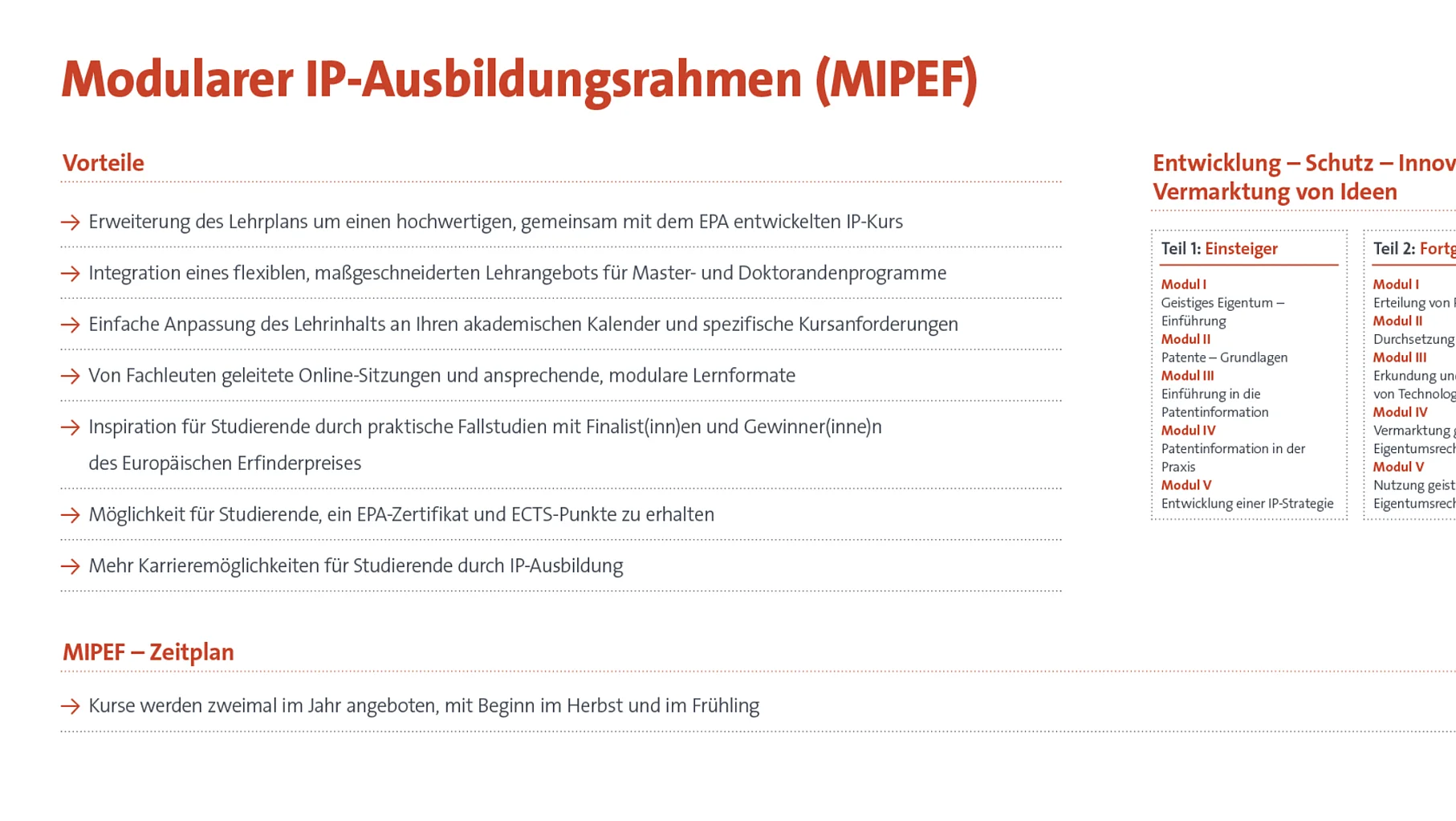 Modular IP Education Framework (MIPEF)