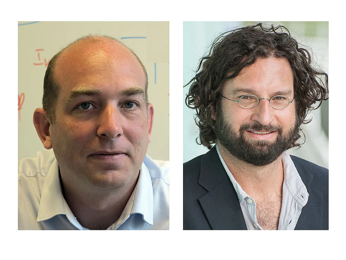 v.l.: Prof. Julien Pettré vom INRIA mit Prof. Marc Ernst von der Universität Ulm 