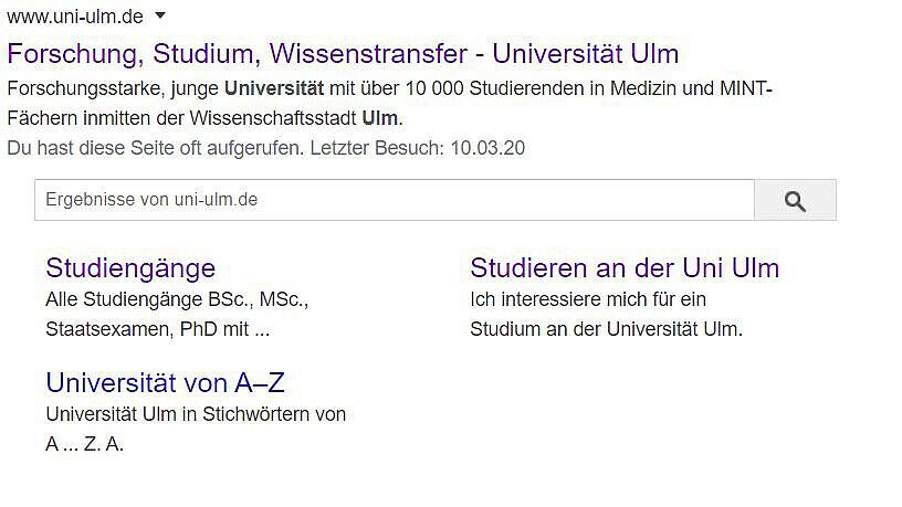 Beispiel für eine Beschreibung, wie sie in Suchmaschinen ausgegeben wird Beispiel für eine Beschreibung, wie sie in Suchmaschinen ausgegeben wird