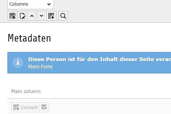 Screenshot vom TYPO-3 Backend zeigt den Reiter Metadaten