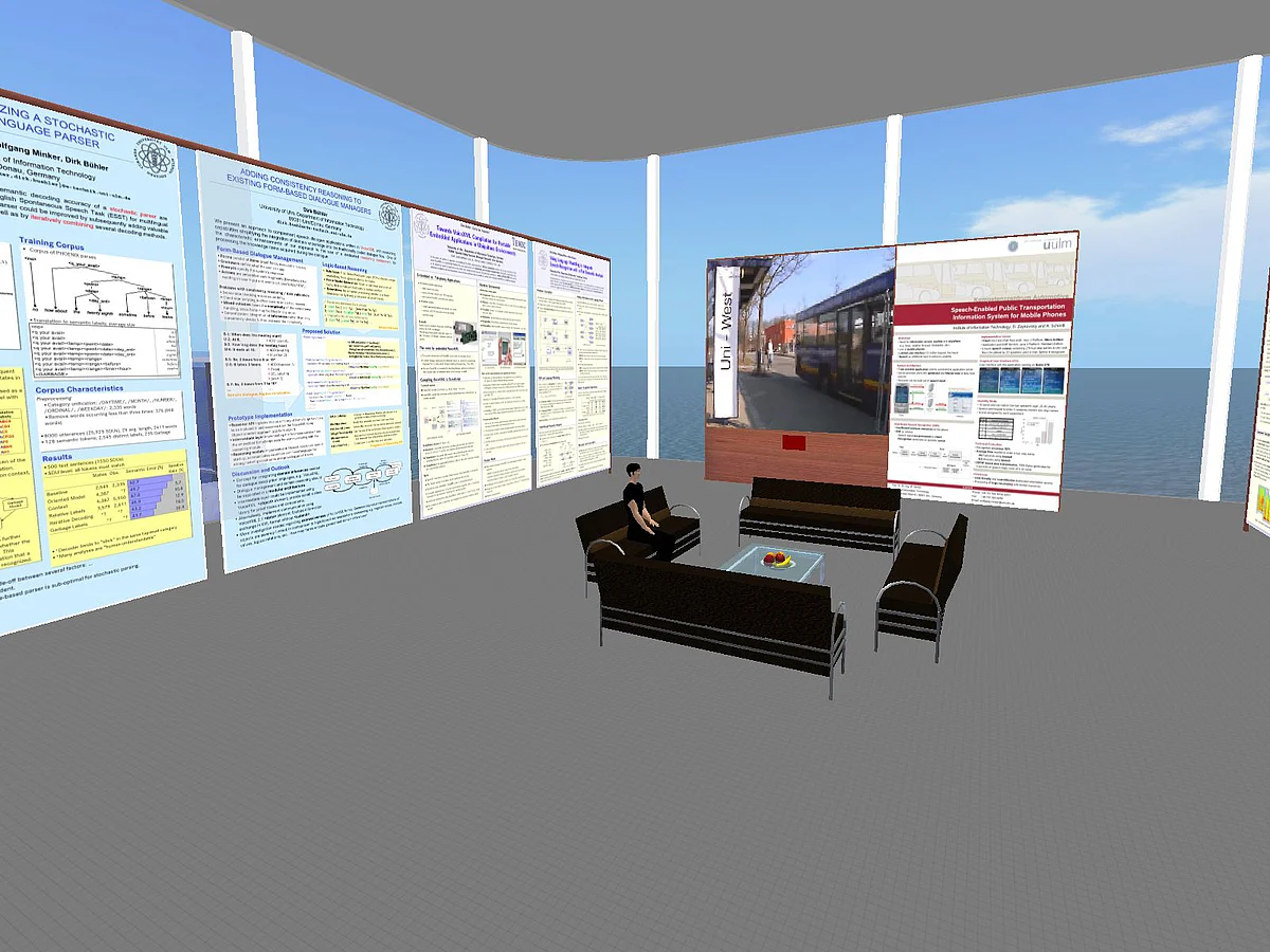 Anlage: Fotos:  Prof. Wolfgang Minker: „Eine sehr anspruchsvolle Arbeit“ und Stefan Smischek: „Hoher Programmieraufwand erforderlich“ Screenshots: Uni Ulm in Second Life