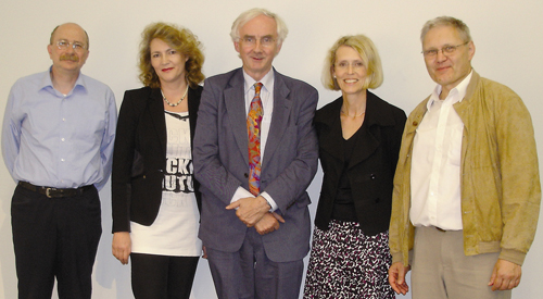 Der neue GfH-Vorstand (v.l.): Prof. Peter Wieacker, Dr. Simone Heidemann, Prof. Klaus Zerres, Prof. Hildegard Kehrer-Sawatzki, und Dr. Wolfram Kress
