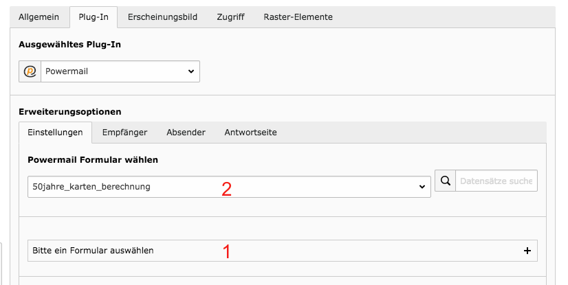 Formularauswahl