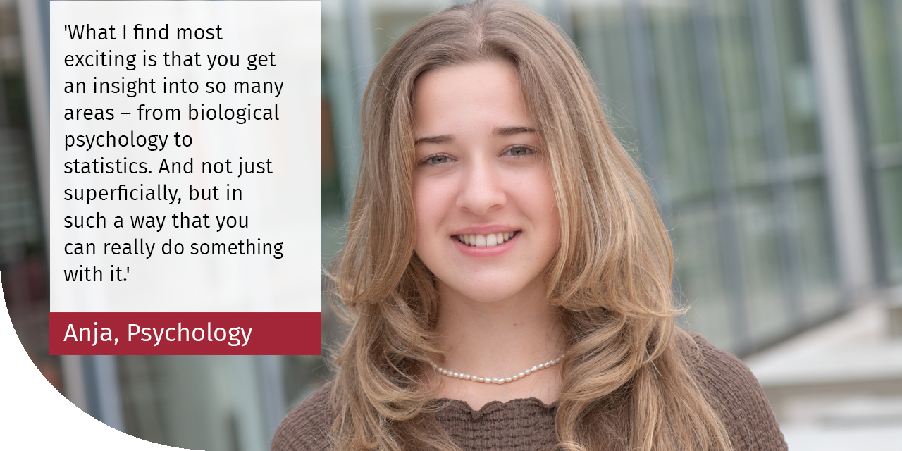 Picture and quote from a student of the Psychology degree programme
