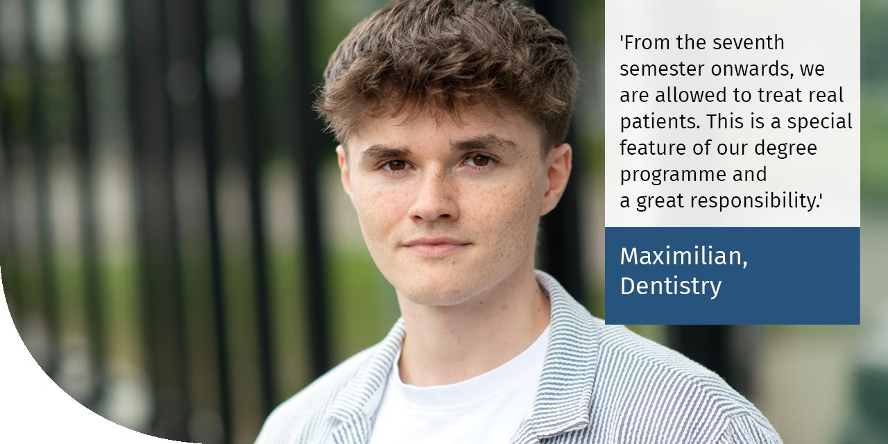 Picture and quote from a student of the Dentistry degree programme