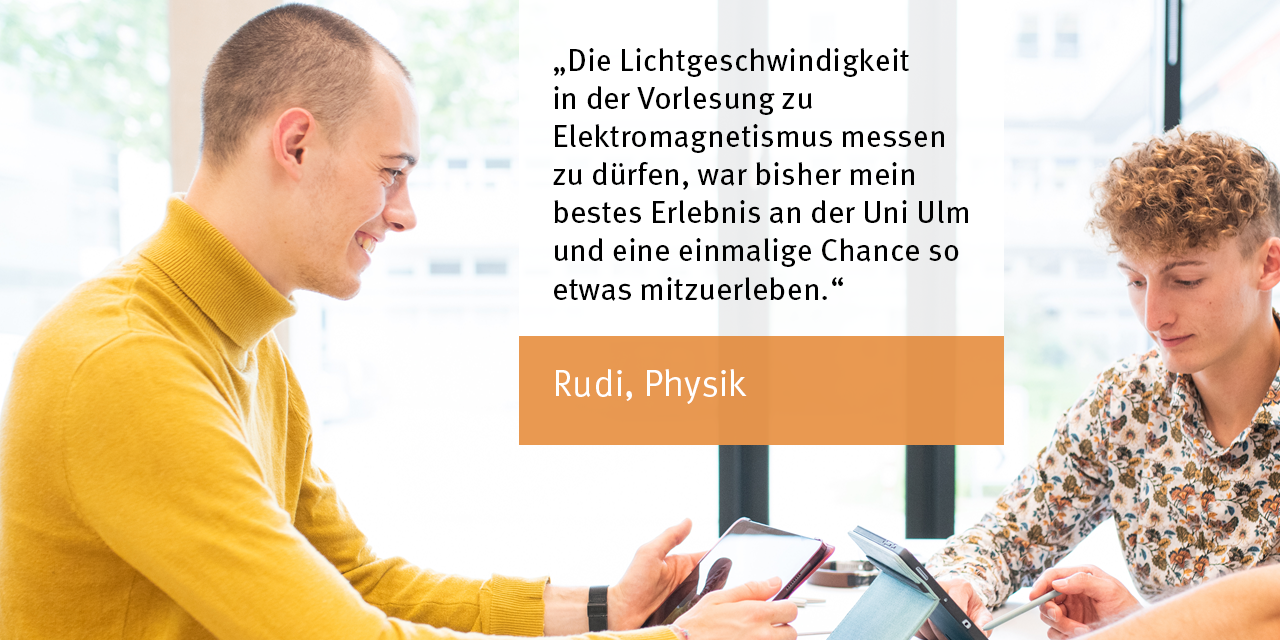 Bild und Zitat eines Studierenden des Studiengangs Physik