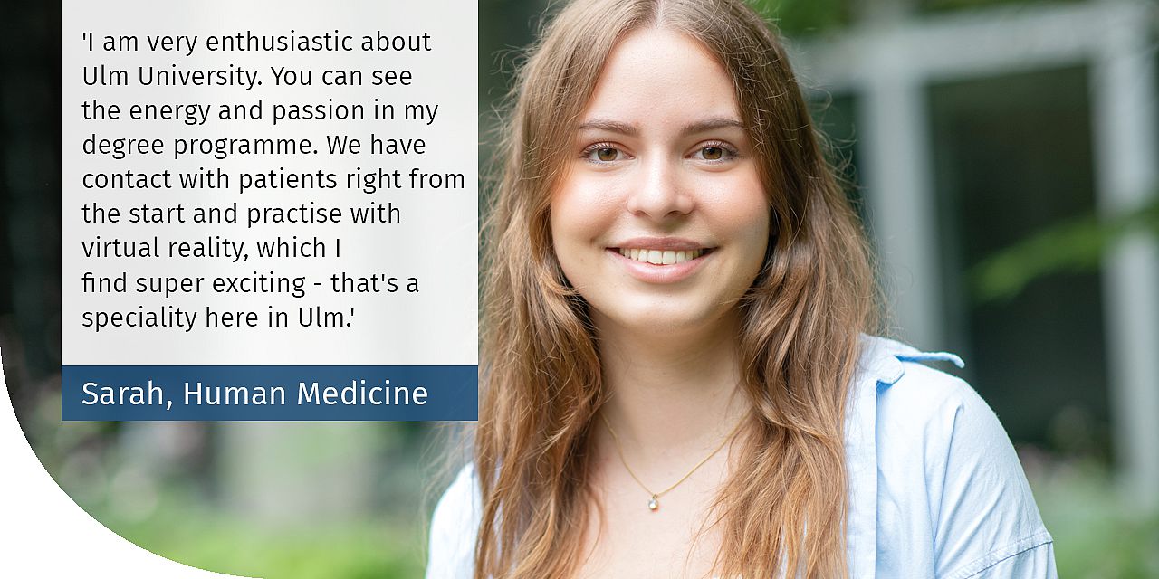 Picture and quote from a student of the Human Medicine degree programme