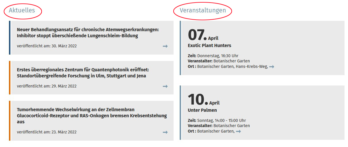 Aktuelles und Veranstaltungskalender