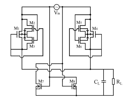Schematic of a full wave rectifier