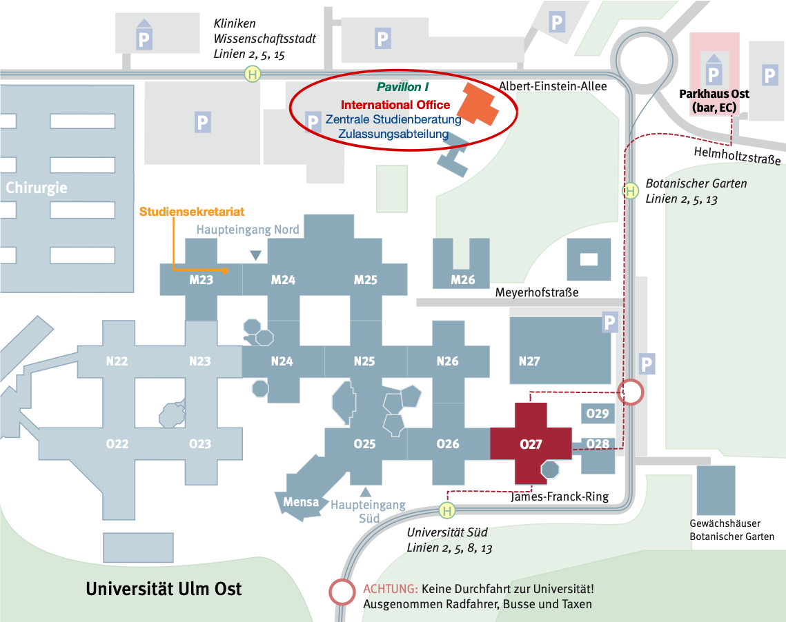 Karte mit hervorgehobenem Gebäude O27