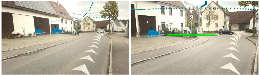 Bild einer Straße mit Overlay durch AR Elemente