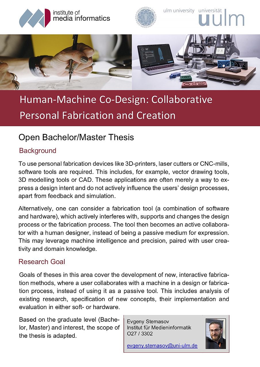 Kurzvorschau zum Thema "Human-Machine Co-Design: Collaborative Personal Fabrication and Creation". Verlinkt auf die zugehörige PDF-Datei.