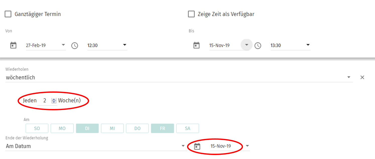 (3) Terminwiederholung