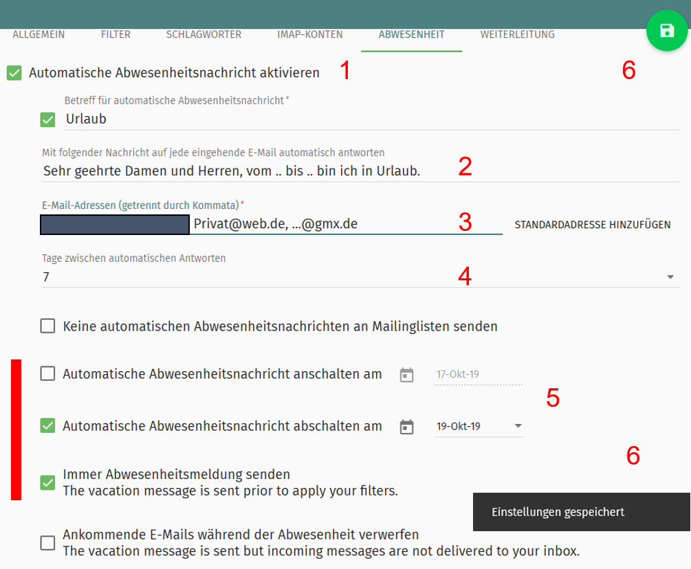 (1) E-mail: Absence and forwarding