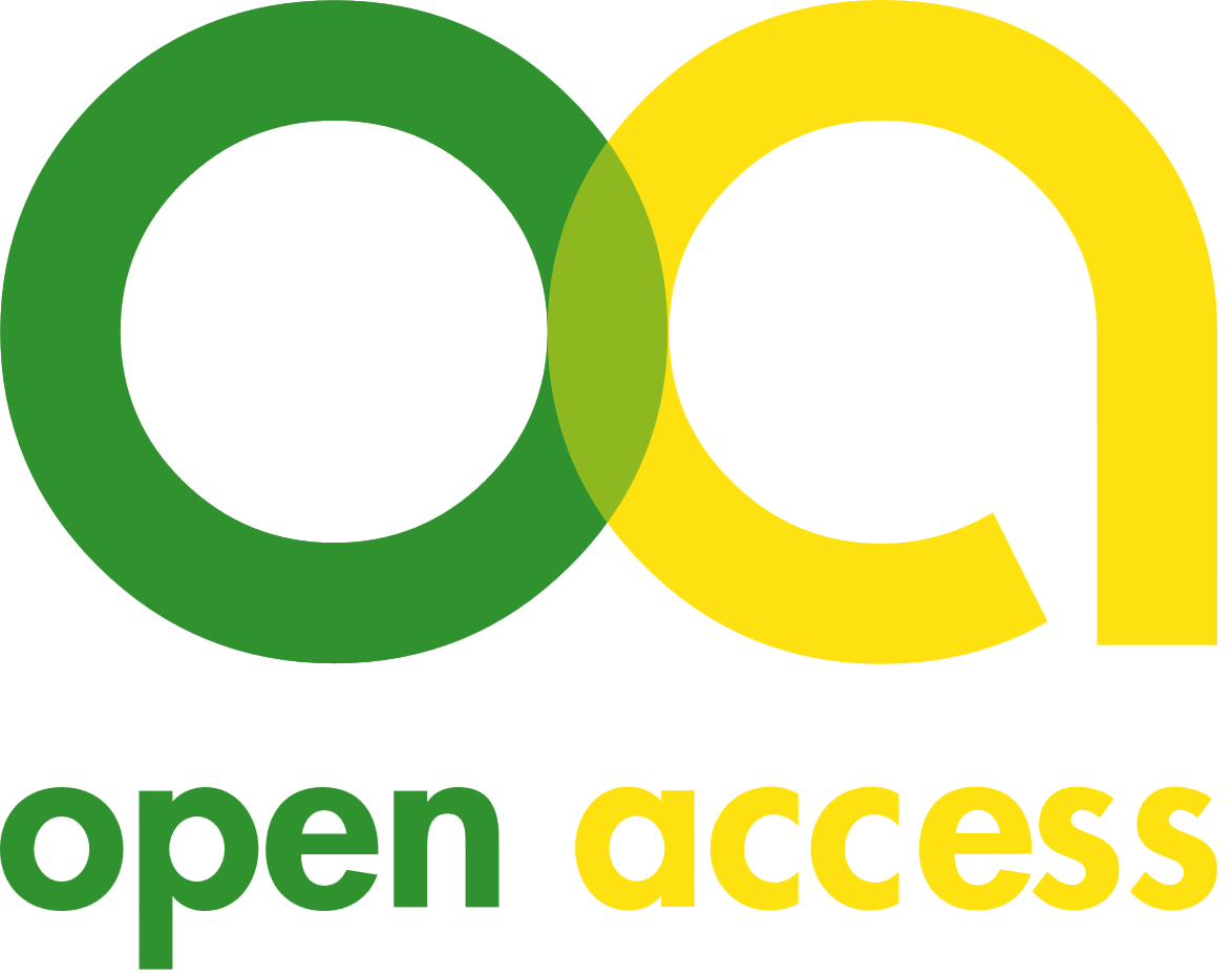 Das Logo bildet symbolisch ein grünes o und ein gelbes a ab, darunter in den entsprechenden Farben den Text open access.