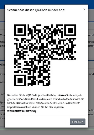 Die Abbildung zeigt einen exemplarischen QR-Code für die Erzeugung eines Software-Tokens.