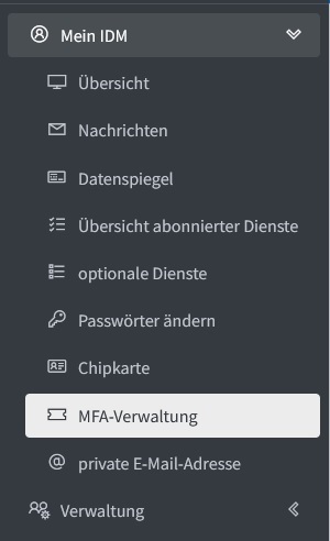 Die Abbildung zeigt das Navigationsmenü des IDM der Universität Ulm.