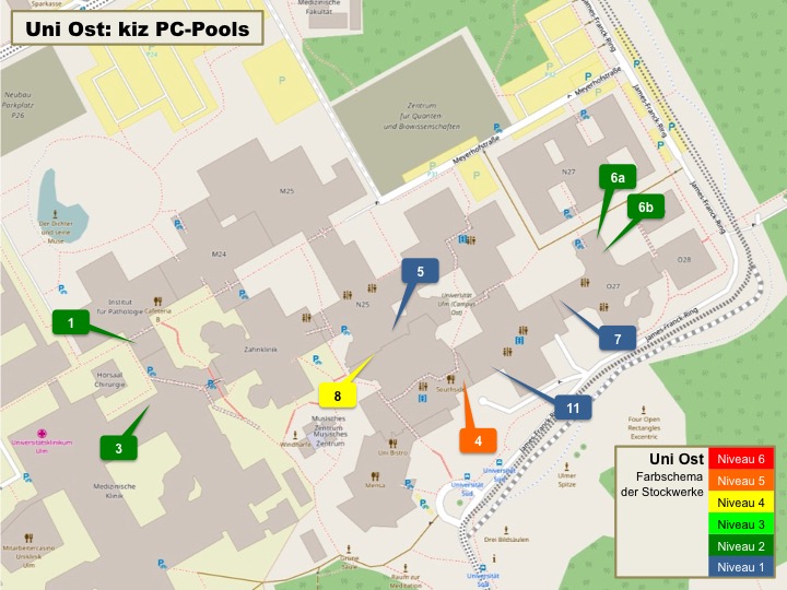 Übersicht PC-Pools Uni Ost