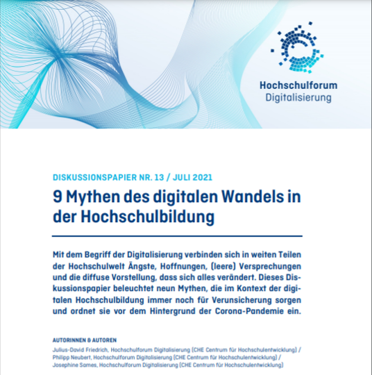 Titelbild des Diskussionspapiers "9 Mythen des digitalen Wandels in der Hochschulbildung"