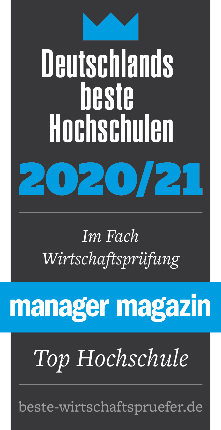 Auszeichnung der Universität Ulm vom manager magazin als Top Hochschule für das Fachgebiet Wirtschaftsprüfung