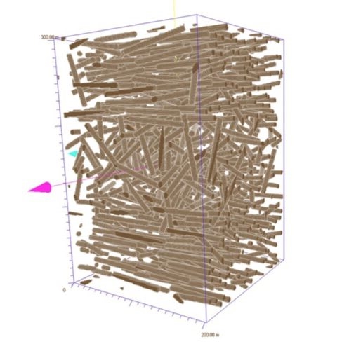 Inhomogeneous fibre structure (courtesy of ITWM Kaiserslautern)